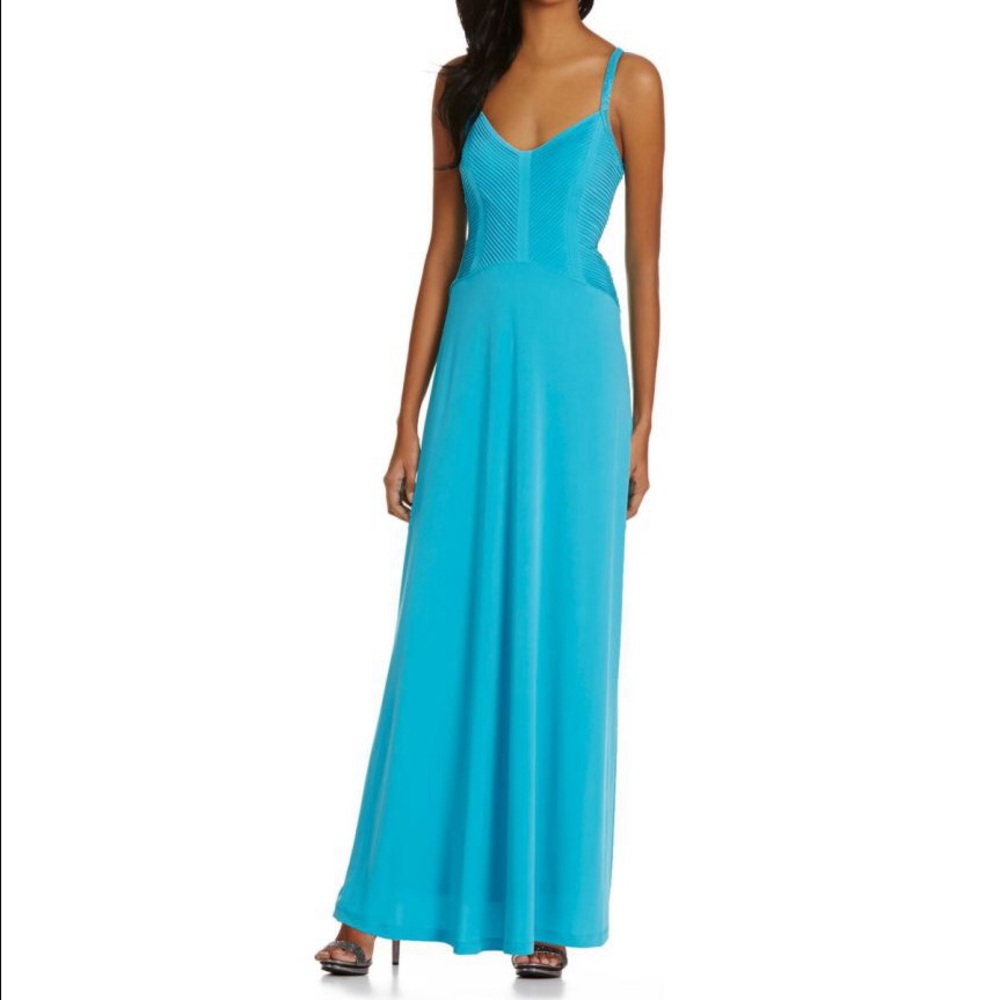CALVIN KLEIN BEADED X-BACK GOWN
